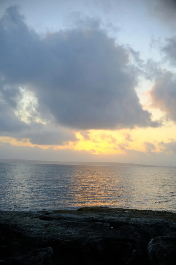 DSCF1104 Cloudy sunset over the sea.