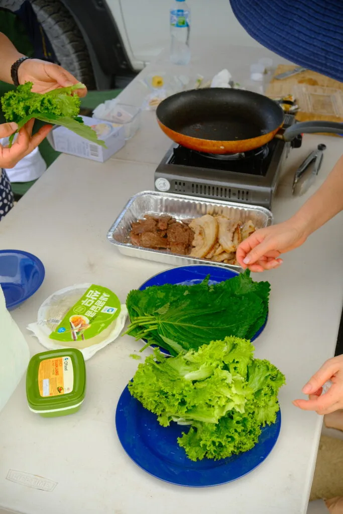 Kbbq on beach.