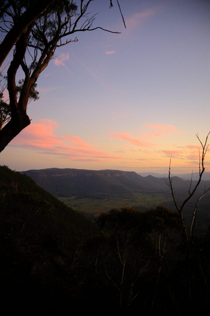 Pink velvet sky mountain range