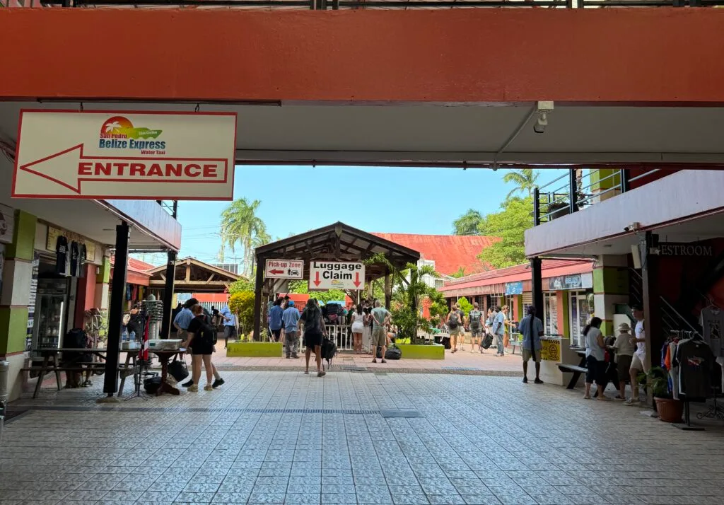 Luggage claim at the entrance of Belize Express.