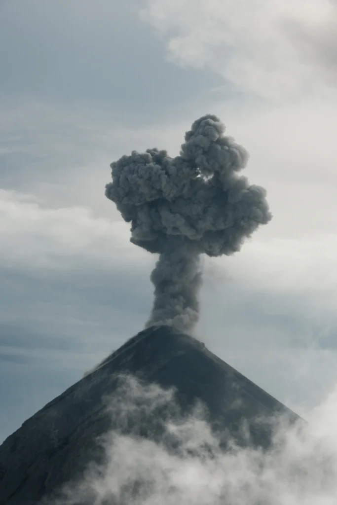Fuego erupting during the day.